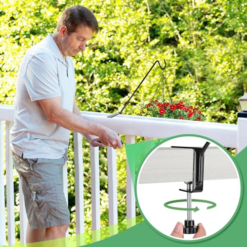 Biubee Deck Bird Feeder Hanger for Railing- 2Pack Heavy Duty Steel Stable Deck Railing Plant Hanger Outdoor, with Adjustable 3.1" Clamp, Deck Hook for Bird Feeder Plant Hangers Lanterns, 11 Inches - Image 4