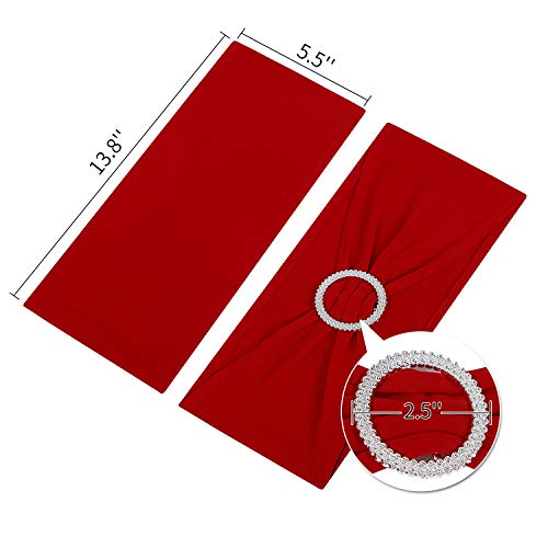 Peomeise 100pcs Red Spandex Chair Sashes with Buckle Slider for Wedding, Party Decoration - Image 4