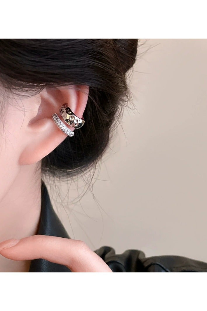 Goolsky Double-Layer Metal Ear Cuff for Women – No Piercing Clip-On Earring, Elegant Minimalist Statement Ear Clip Jewelry - Image 2