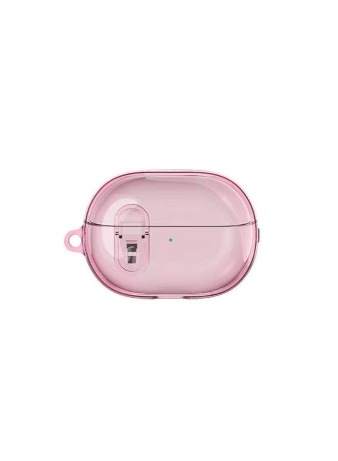 Case Protective for Huawei Freebuds Pro 3 / Pro 4 cover Heavy Duty with Carabiner Ring Keychain Clear Case (Clear Pink)  - Image 1