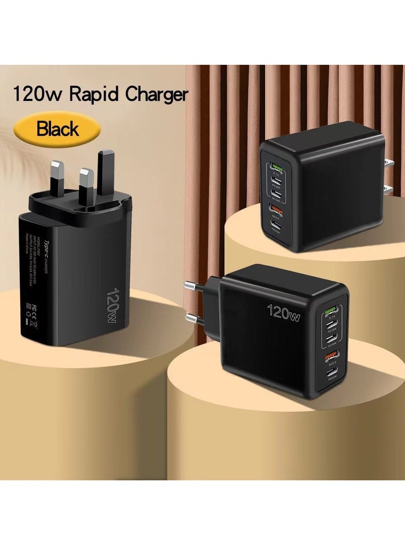120W cell phone fast charger Type-c European, American and British PD+USB for Apple 15 Huawei Samsung Xiaomi and other multi-port charging head - Image 4