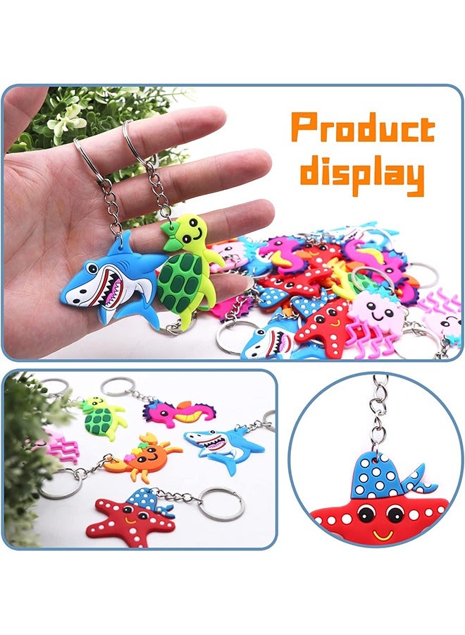 اتش واي 18 قطعة سلاسل مفاتيح الكرتون ، قلادة ديكور حزب البحر العالمي PVC ، سلاسل مفاتيح البحر للوازم الحفلات تحت سطح البحر ، حشوات حقيبة حفلات الأطفال ، مكافآت كرنفال المدرسة ، حقيبة مدرسية مزخرفة مفتاح سستة - Image 4
