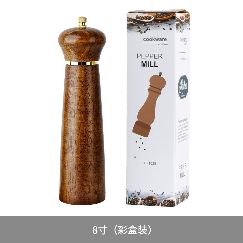 New Gold Ring Solid Wood Pepper Mill Manual Rose Salt Pepper Grinder Adjustable Thickness Ceramic Core Grinder - Image 1
