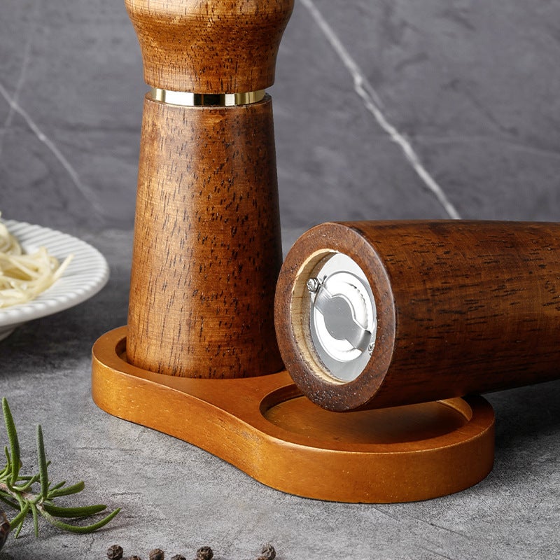 New Gold Ring Solid Wood Pepper Mill Manual Rose Salt Pepper Grinder Adjustable Thickness Ceramic Core Grinder - Image 5
