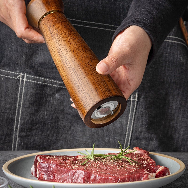 New Gold Ring Solid Wood Pepper Mill Manual Rose Salt Pepper Grinder Adjustable Thickness Ceramic Core Grinder - Image 3