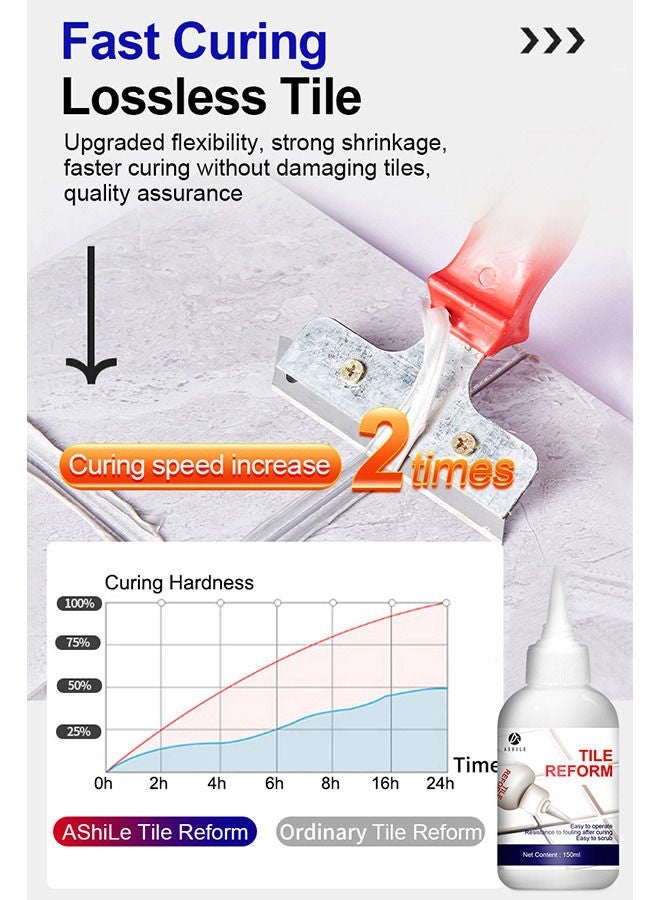 ASHILE 150ml White Tile Reform Grout Filler Sealant, Waterproof Mildew Resistant Tile Joint Repair Paint for Kitchen Bathroom Ceramic Floor Gap Renewal - Image 3