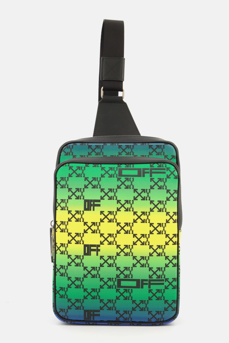 OFF-WHITE حقيبة كتف للرجال بشعار بارز 22 سم ارتفاع x 18 سم عرض x 9 سم عمق، مجموعة خضراء - Image 1