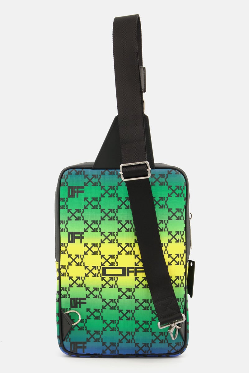 OFF-WHITE حقيبة كتف للرجال بشعار بارز 22 سم ارتفاع x 18 سم عرض x 9 سم عمق، مجموعة خضراء - Image 2