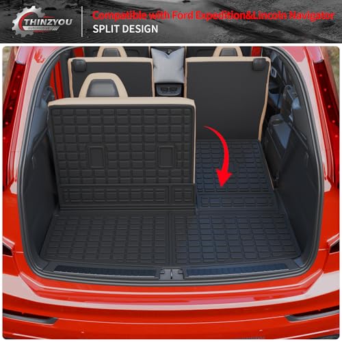 Thinzyou Cargo Mat Compatible with 2018-2024 Ford Expedition Lincoln Navigator (Not for Max or L Models) Cargo Liner Trunk Liner 2023 Expedition 7&8 Seats Accessories (Trunk Mat+Backrest Mats) - Image 5