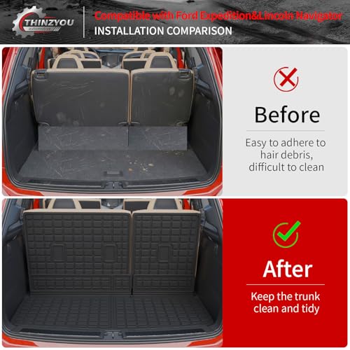 Thinzyou Cargo Mat Compatible with 2018-2024 Ford Expedition Lincoln Navigator (Not for Max or L Models) Cargo Liner Trunk Liner 2023 Expedition 7&8 Seats Accessories (Trunk Mat+Backrest Mats) - Image 2