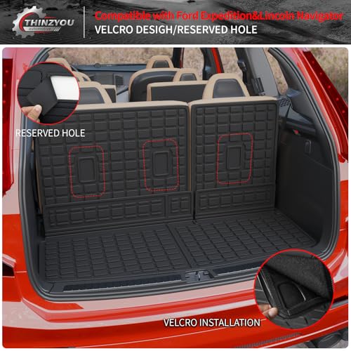 Thinzyou Cargo Mat Compatible with 2018-2024 Ford Expedition Lincoln Navigator (Not for Max or L Models) Cargo Liner Trunk Liner 2023 Expedition 7&8 Seats Accessories (Trunk Mat+Backrest Mats) - Image 3