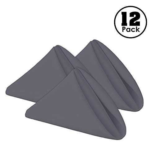 Gee Di Moda Cloth Napkins - 17 x 17 Inch Charcoal Dinner Napkins - Set of 12 Soft & Absorbent Washable Fabric Cloth Table Napkins with Hemmed Edges for Hotel Restaurant, Holiday Parties & Wedding - Image 2
