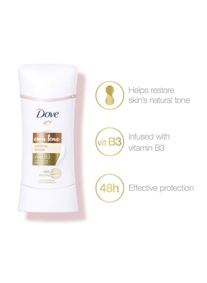 Even Tone Antiperspirant Deodorant for Uneven Skin Tone Calming Breeze Sweat Block for All-Day Fresh Feeling 3 Count 2.6 Ounce