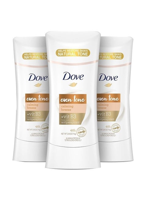 Even Tone Antiperspirant Deodorant for Uneven Skin Tone Calming Breeze Sweat Block for All-Day Fresh Feeling 3 Count 2.6 Ounce