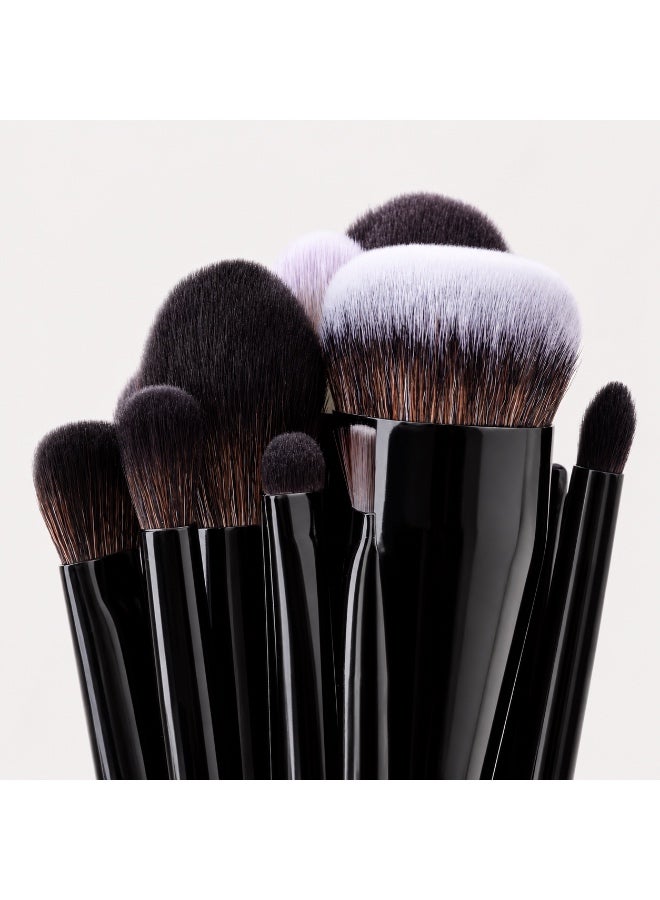 House of Aetheria 21-Piece Onyx Make Up Brush Set, Luxury Black Brushes,  with V Shape Puff, Makeup Bag , Canvas Bag - Image 2