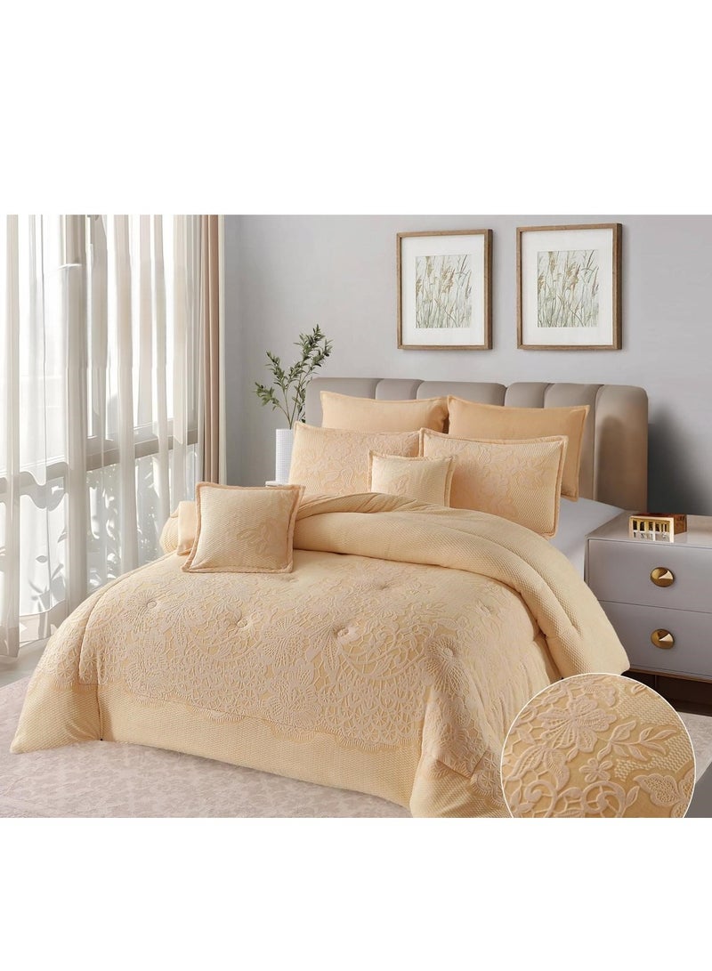 Xi Duo Duo Winter double bedspread, embroidered with soft velvet and luxurious fur to give you warmth and add beauty and elegance to your room, size 240*260 cm - Image 1