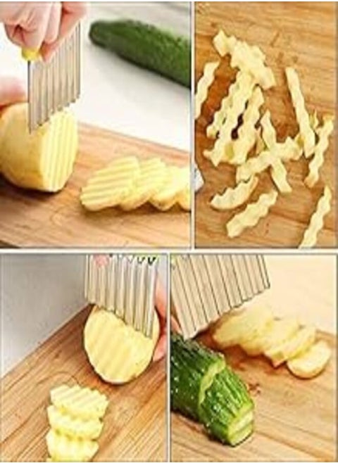 "Crinkle Potato Cutter & Pickle with Plastic Handle with Stainless Steel Pins - Easy and Convenient Cutting for Vegetables and Pickles (Ergonomic Plastic Handle