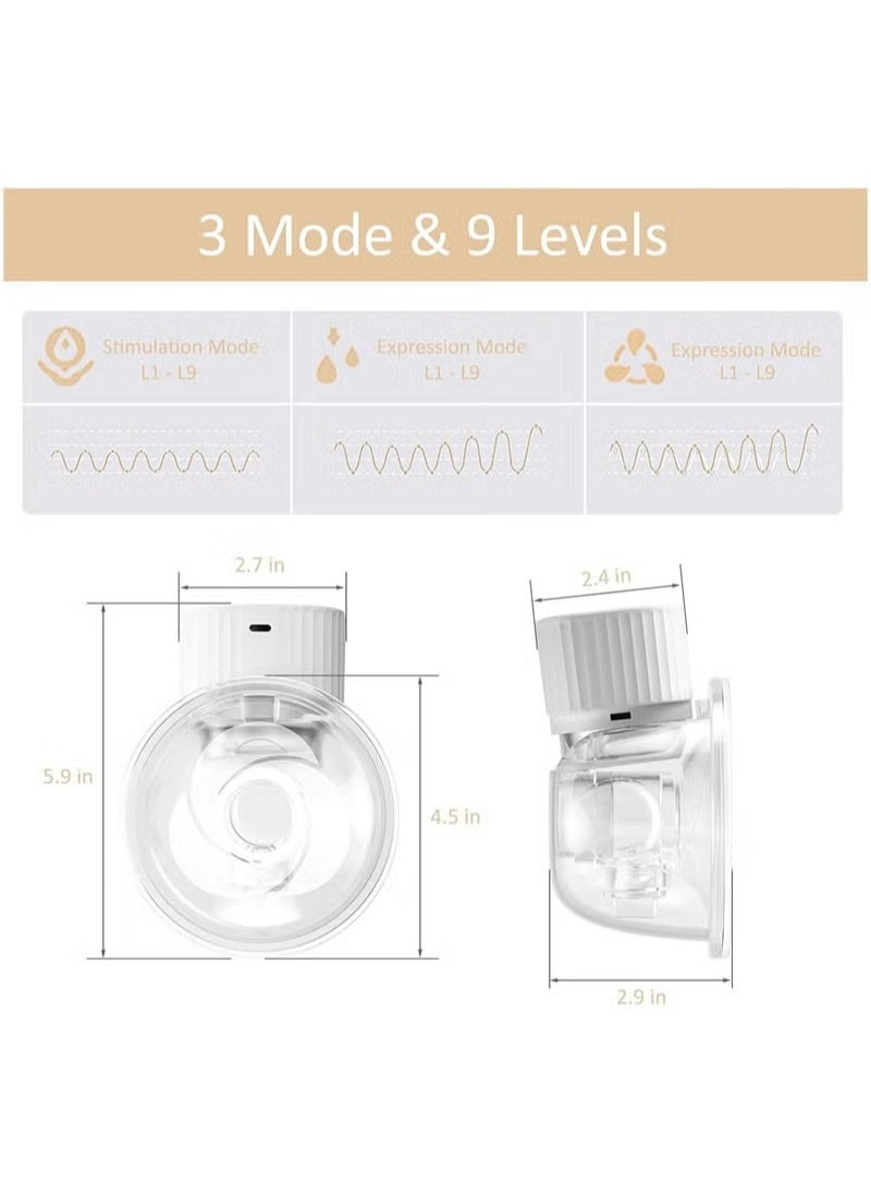 MIXDE Breast Pump, Wearable Breast Pump, Portable Hands-Free Electric Breast Pump 3 Modes 9 Levels Low Noise Large LCD with Timer Memory Backlight Function Rechargeable  - Image 5