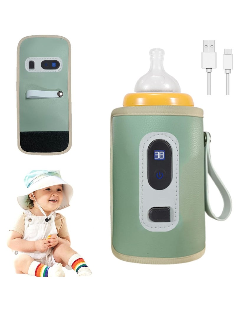 Gonice - Baby Bottle Warmer, USB Baby Bottle Warmer, Baby Bottle Warmer, Car Bottle Warmer, With LCD Screen, for Home, Outdoor, Car, Travel (Green) - Image 1