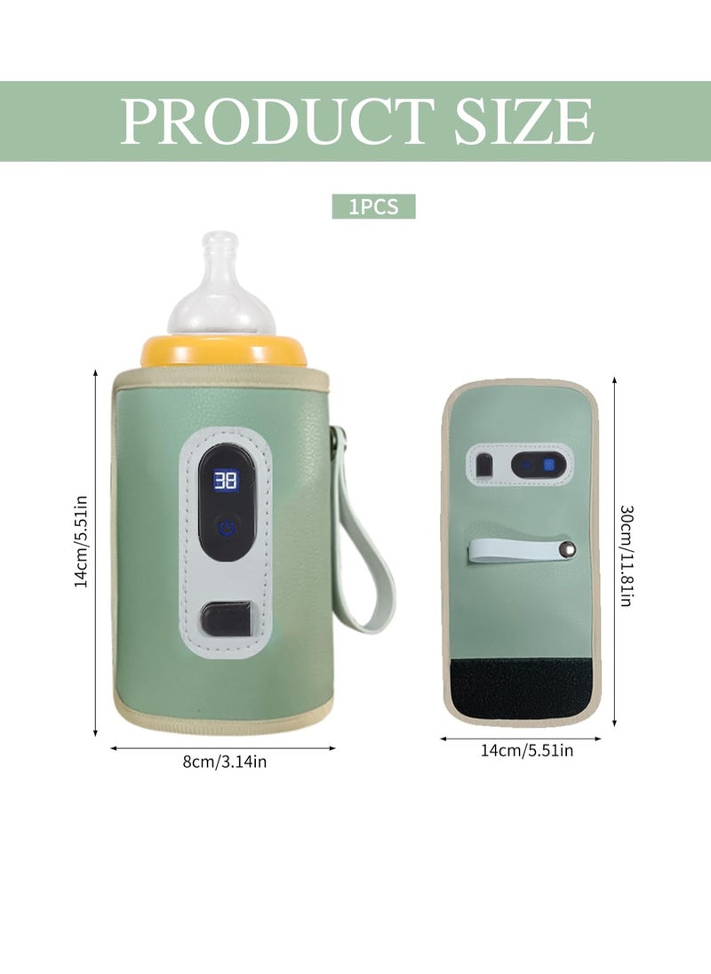 Gonice - Baby Bottle Warmer, USB Baby Bottle Warmer, Baby Bottle Warmer, Car Bottle Warmer, With LCD Screen, for Home, Outdoor, Car, Travel (Green) - Image 1