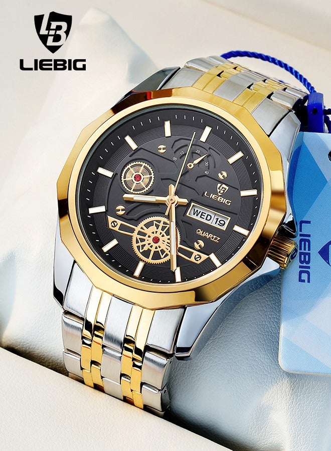 LIEBIG Casual Fashion men Display Stainless Steel Waterproof Wrist Watch for men - Image 1