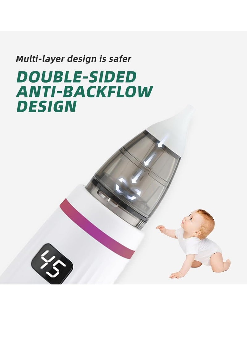 Nasal Aspirator for Baby, Electric Nasal Aspirator for Baby, with 5 Suction Levels and 3 Sizes Silicone Tips, Booger Sucker for Baby, Deeply Nose Cleaner The Booger, Mucus, Snot