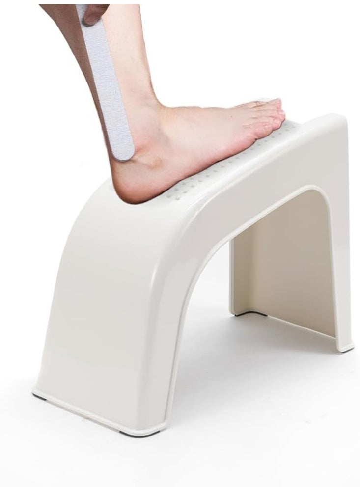 SYOSI Shower Foot Rest for Shaving, Non-Slip Pedicure Step Stool, Wall-Mounted Leg Shaving Aid for Bathroom, Anti-Slip Design for Safe and Comfortable Use, Durable Plastic Construction (White) - Image 1