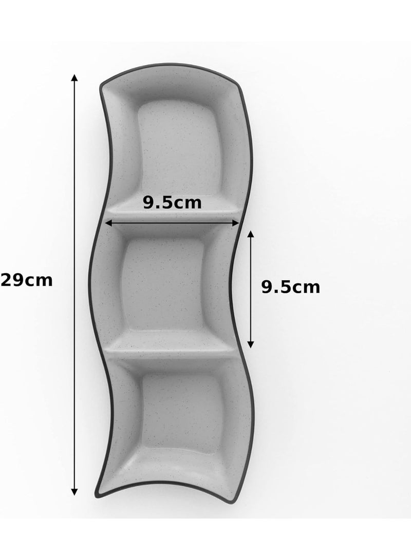 ماستر جولد ٣ أطباق ميلامين مقسمة مقاومة للكسر ٢٩ سم | طبق تقديم للمقبلات والصلصات والمكسرات | طبق متعدد الاستخدامات للغمس وتقديم الوجبات الخفيفة في المطاعم والفنادق والمنازل - Image 5