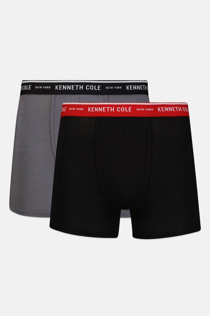 Kenneth Cole Men 2 Pack Brand Logo Trunks, Multicolor - Image 1