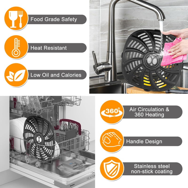 GXF Air Fryer Replacement Parts for Gourmia 7QT GAF798 GAF716 Air Fryer, Food Grade Nonstick 8.97''*8.97'' Air Fryer Accessories Rack Tray Grill Pan Grill Plate Crisper Plate, Dishwasher Safe - Image 4