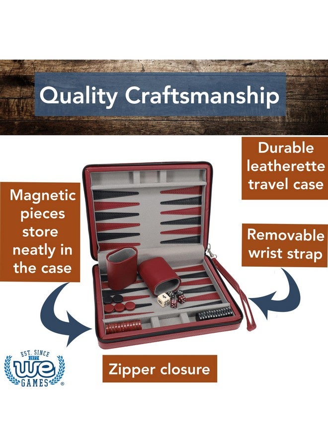 وي جيمز مجموعة الطاولة، ألعاب الطاولة للكبار - ألعاب السفر - لوح طاولة طاولة مغناطيسي مع جلد صناعي باللون العنابي وحزام حمل - مجموعات طاولة سفر للكبار - Image 3