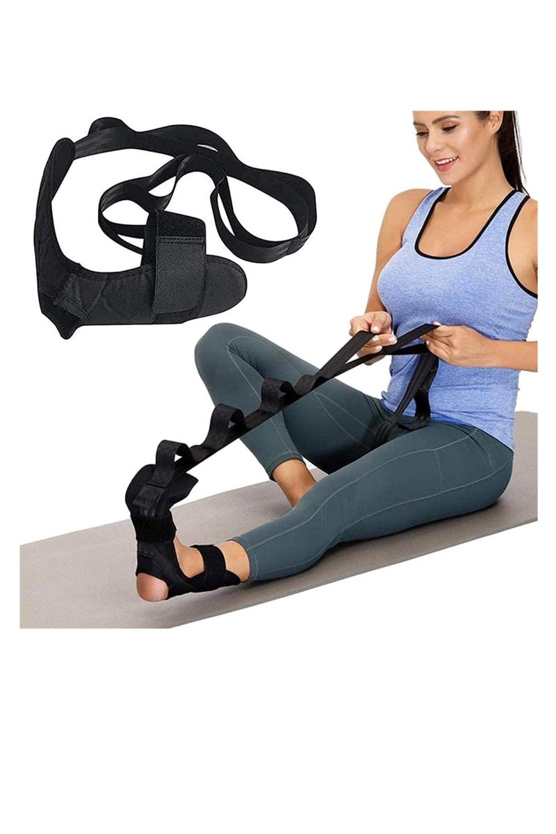  CityRiya-Long الساق تمدد الشريط، اليوغا القدم تمديد الشريط مع حلقات متعددة - قابل للتعديل العجل التمدد لالتهاب العضلات النباتية، التهاب الأوتار الآخيلية، Hamstring، العلاج البدني، اليوغا، بيلاتس (أسود) - Image 1