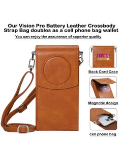 SYOSI Battery Bag for Apple Vision Pro Portable PU Leather Bag for Vision Pro Battery Protection Shockproof and AntiDrop Waterproof Leather Crossbody Bag with Adjustable Strap Cell Phone and Card Holder  - Image 4