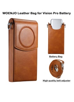 SYOSI Battery Bag for Apple Vision Pro Portable PU Leather Bag for Vision Pro Battery Protection Shockproof and AntiDrop Waterproof Leather Crossbody Bag with Adjustable Strap Cell Phone and Card Holder  - Image 3
