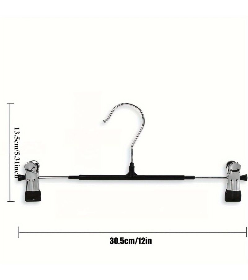 20pcs Metal Pants Hanger with Clips 10 Black 10 White Adjustable - Image 5