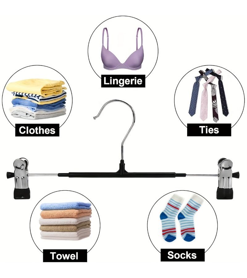 20pcs Metal Pants Hanger with Clips 10 Black 10 White Adjustable - Image 3