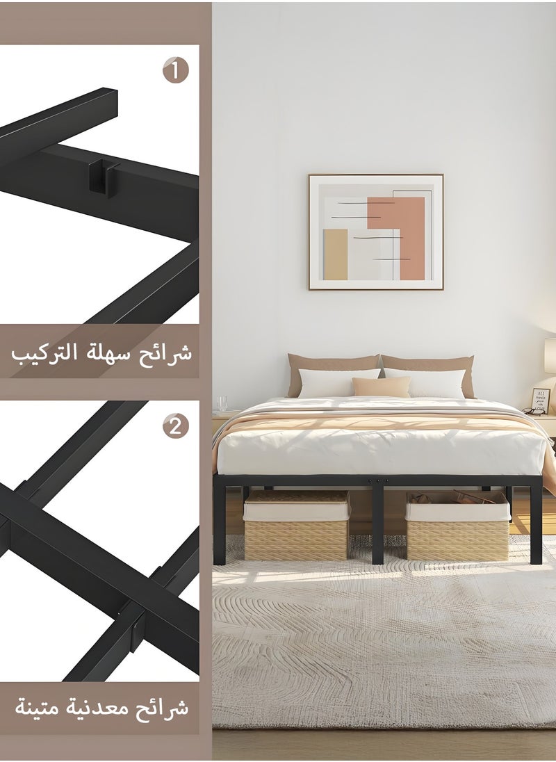 يانارا إطار سرير معدني مع مساحة تخزين تحت السرير - ارتفاع 35 سم - دعم فولاذي قوي - سهل التركيب بدون صندوق زنبرك - متوفر بمقاسات 120x200 سم / 160x200 سم / 180x200 سم  - Image 4