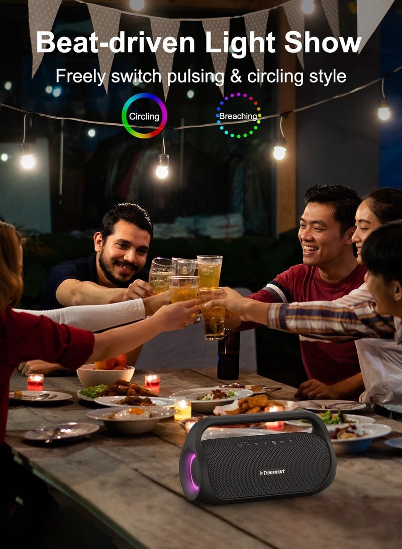 Tronsmart Bluetooth Speaker, Bang Mini Portable Party Speaker,50W Bluetooth 5.3, Beat-driven Light Show, Stereo Sound, 8000mAh Battery with Power Bank, IPX6 Waterproof, NFC, TF Card, AUX, Outdoor Speaker Black - Image 4