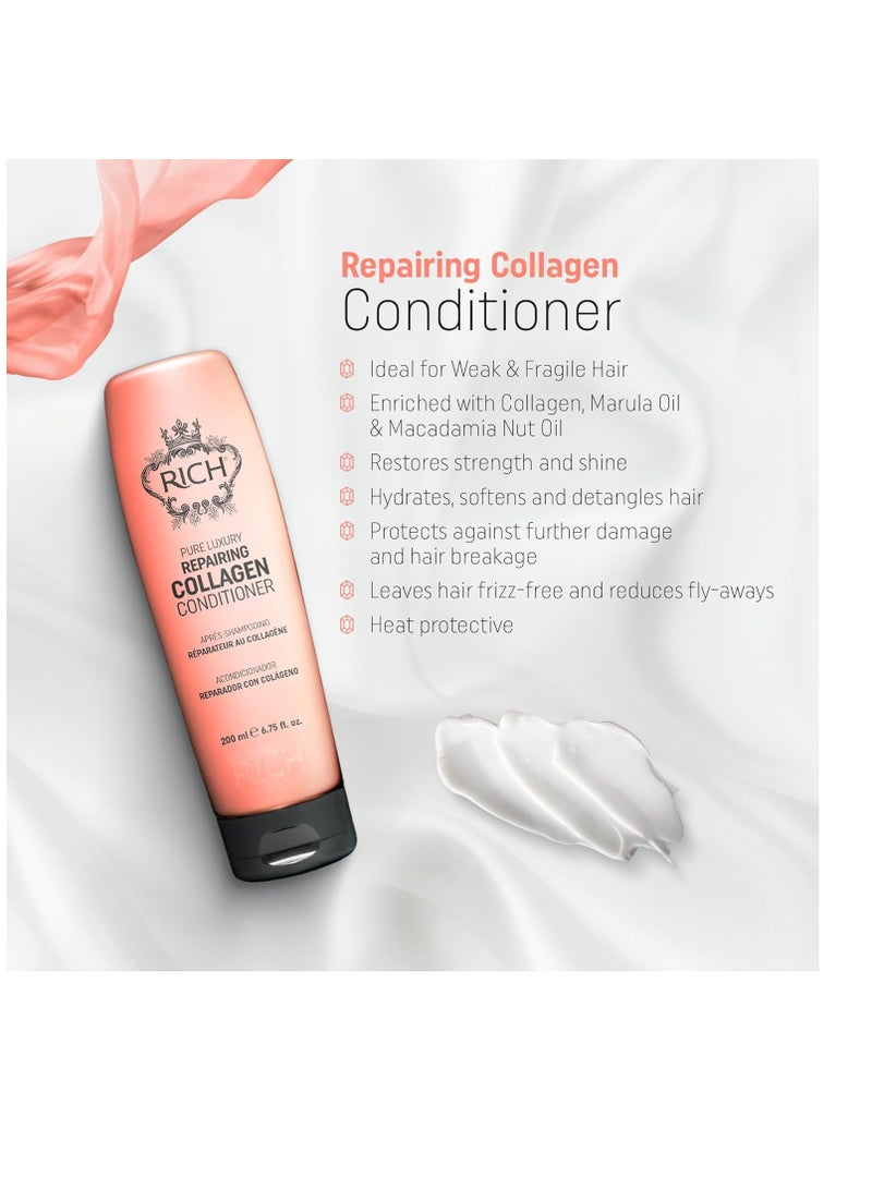 RICH RICH Pure Luxury Repairing Collagen Conditioner for Dry & Damaged Hair - Deep Conditioning & Moisturizing Hair Repair Treatment - Hair Proteins, Collagen, Marula Oil & Macadamia Nut Oil - 6.75 Oz - Image 2