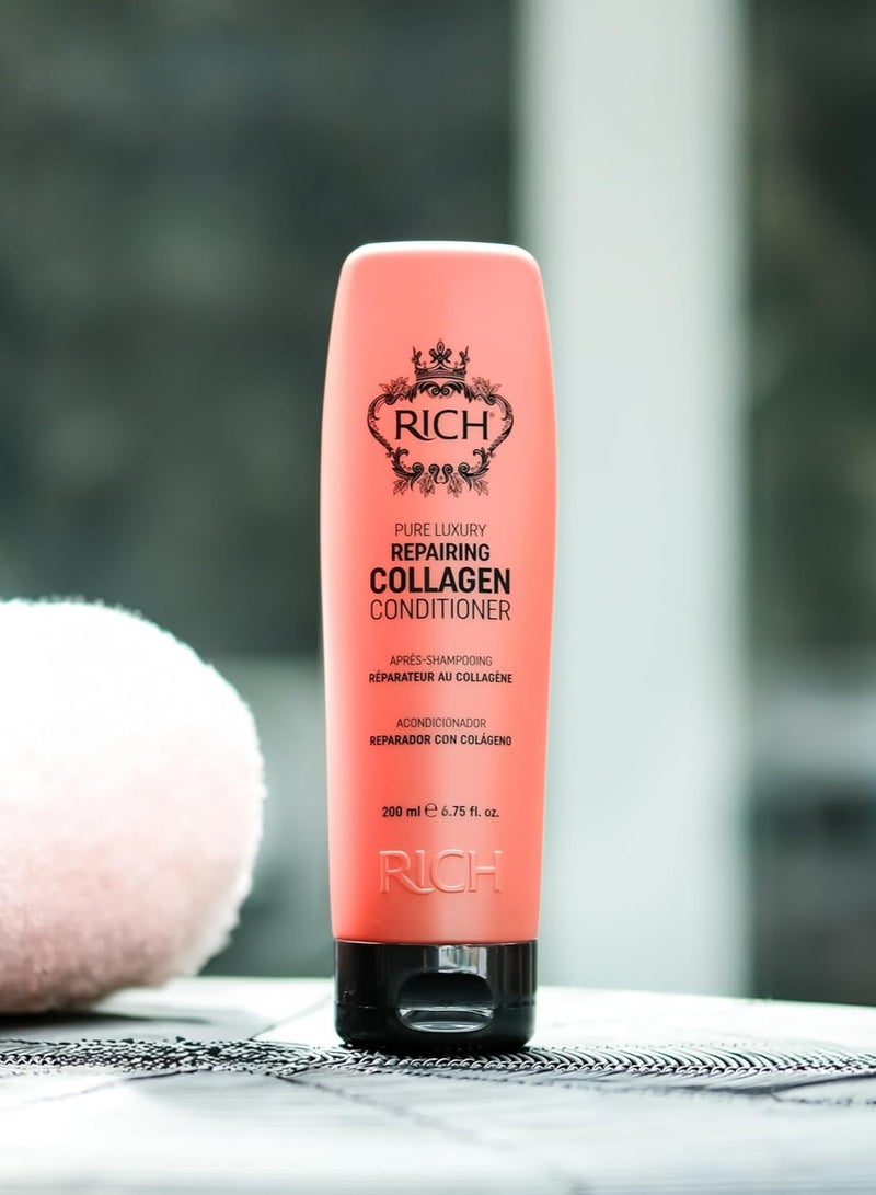 RICH RICH Pure Luxury Repairing Collagen Conditioner for Dry & Damaged Hair - Deep Conditioning & Moisturizing Hair Repair Treatment - Hair Proteins, Collagen, Marula Oil & Macadamia Nut Oil - 6.75 Oz - Image 3