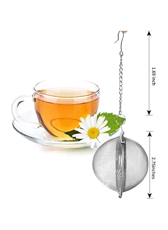 Snap Ball Tea Strainer,  3 Pack Premium Stainless Steel Tea Infuser with Handle for Loose Leaf Tea Fine Mesh Tea Balls Filter Infusers - Image 2