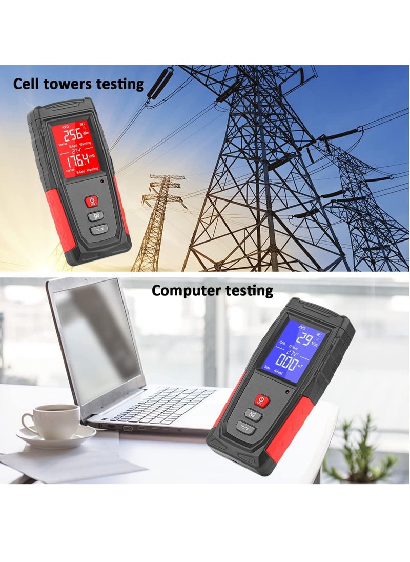 Generic - مقياس EMF محمول - كاشف الإشعاع الرقمي للاستخدام المنزلي والخارجي، كشف الحقول الكهربائية والمغناطيسية مع إنذار ضوئي وصوتي (1-1999V/m، 0.01-99.99μT) - Image 1