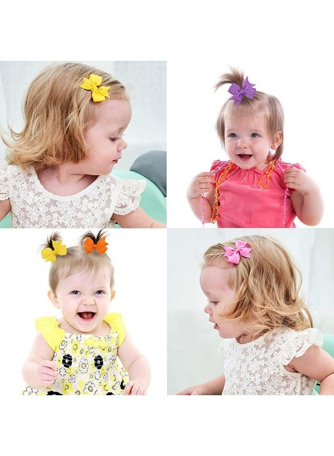 ALinmo Hair Clips for Girls 100PCS - 2" Fully Lined Tiny Bows, Alligator Clips for Infants and Toddlers in Pairs - Image 3