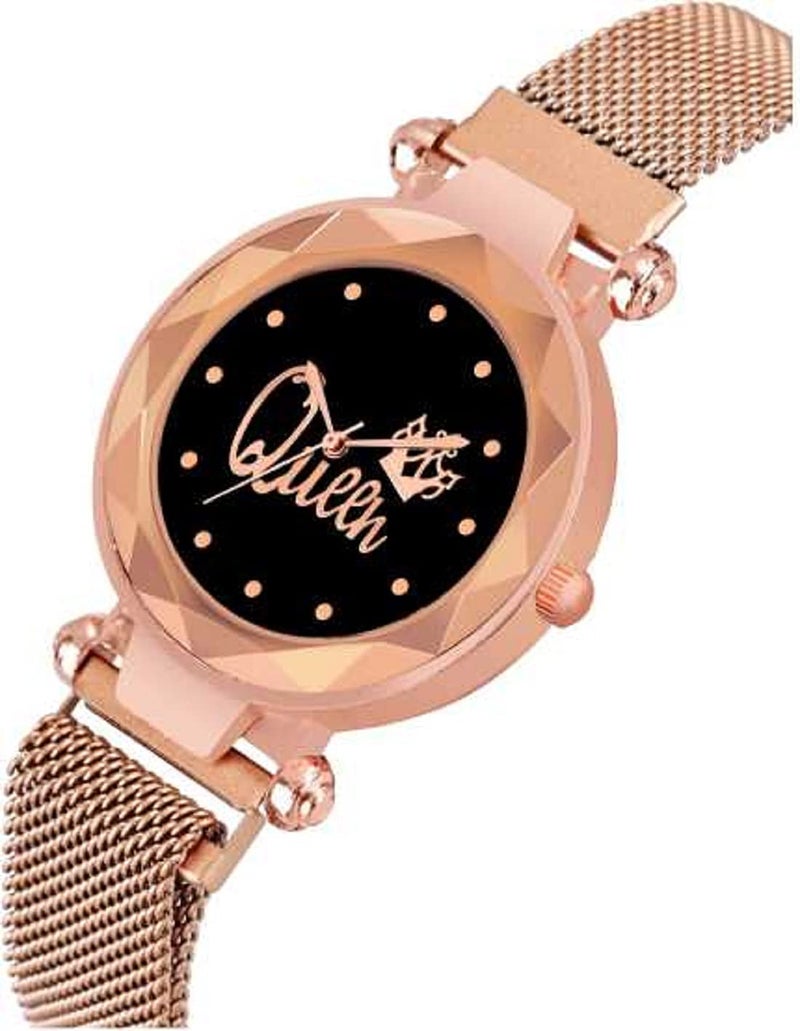 ZUPERIA Analog Girl's Watch (Black Dial Rose Gold & Black Colored Strap) - Image 4