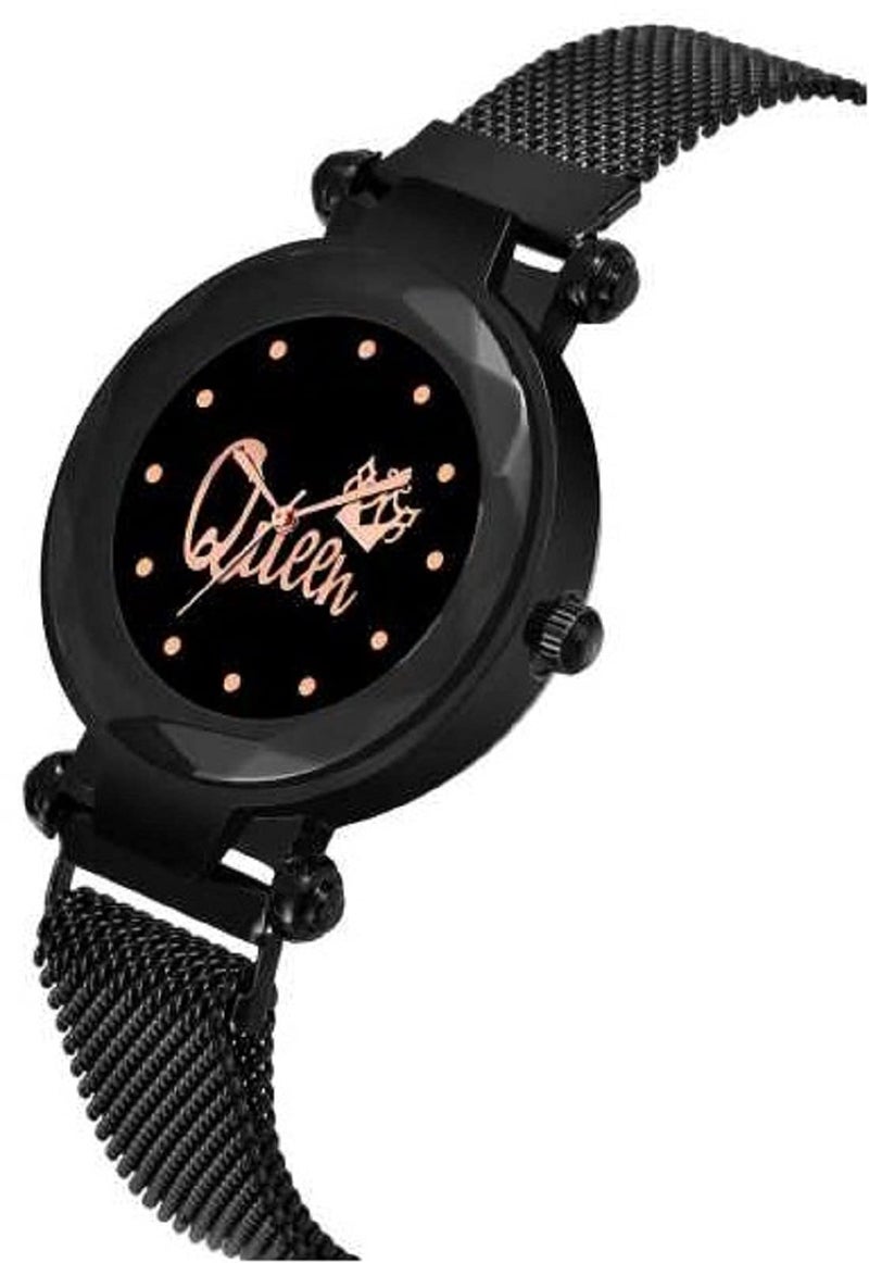 ZUPERIA Analog Girl's Watch (Black Dial Rose Gold & Black Colored Strap) - Image 3