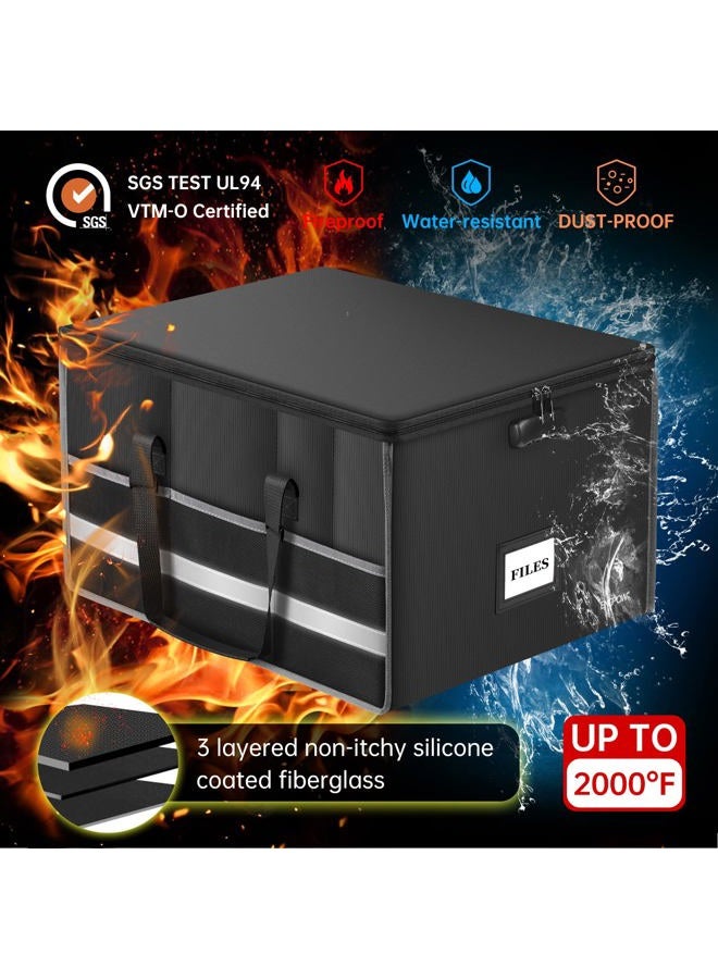 ENGPOW File Box with Lock, Fireproof Document Box File Storage Organizer Box with Inserts and Mesh Pockets,Collapsible Portable Large Filing Box File Cabinet for Hanging Both Letter and Legal Folders - Image 5