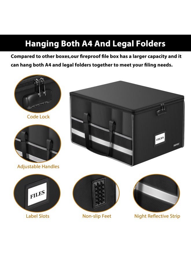 ENGPOW File Box with Lock, Fireproof Document Box File Storage Organizer Box with Inserts and Mesh Pockets,Collapsible Portable Large Filing Box File Cabinet for Hanging Both Letter and Legal Folders - Image 4