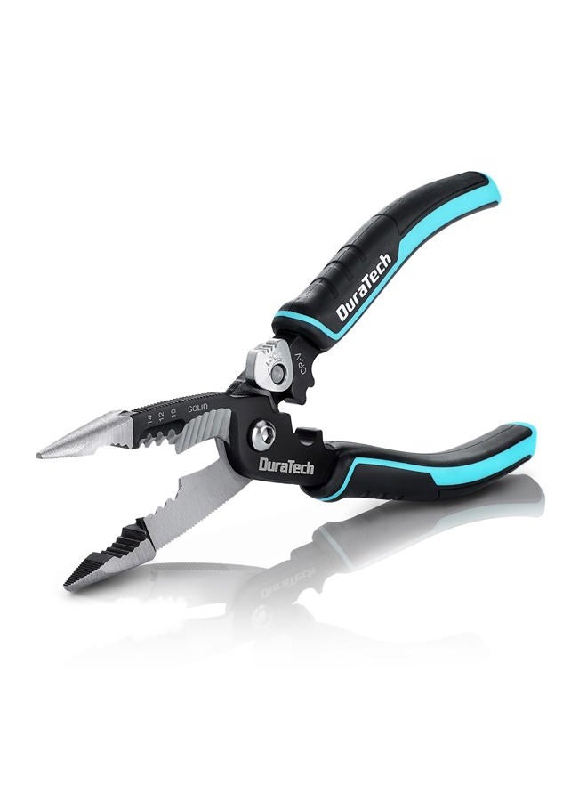 DURATECH 5-in-1 Wire Stripper, 8" Wire Stripper and Crimping Tool, Premium CR-V Construction, Needle Nose Plier, Multifunctional Electrician Pliers for Crimping, Cutting, Stripping, Shearing, Clamping - Image 1