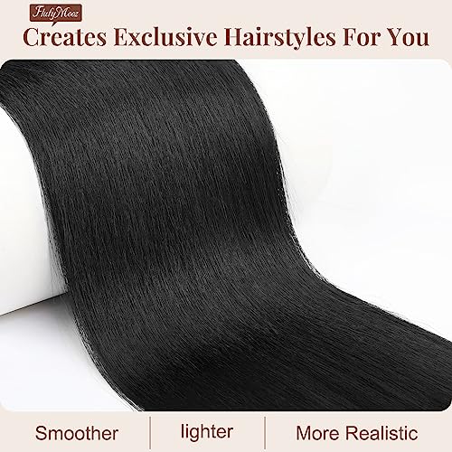 FLUFYMOOZ ponytail extension, 36 Inch Long Straight Drawstring Ponytail Synthetic Hairpieces Fake Pony Tails Natural Soft Clip in Hair Extension ponytail for Women (Jet Black) - Image 2