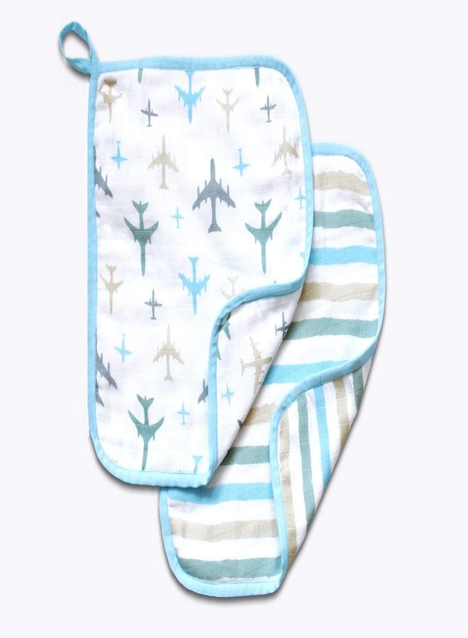 Masilo Muslin Cotton Baby Washcloth, for New Born Pack of 2 - Airplane - Image 2